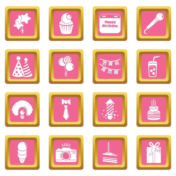 Pembe kare vektör mutlu yıllar Icons set