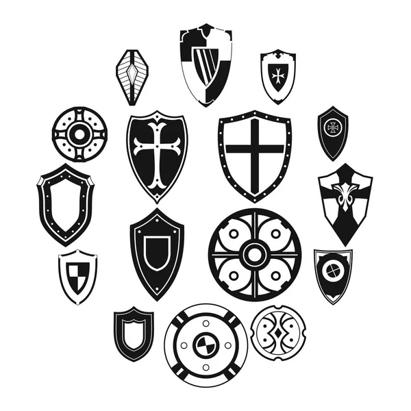 Escudos establecer iconos — Archivo Imágenes Vectoriales