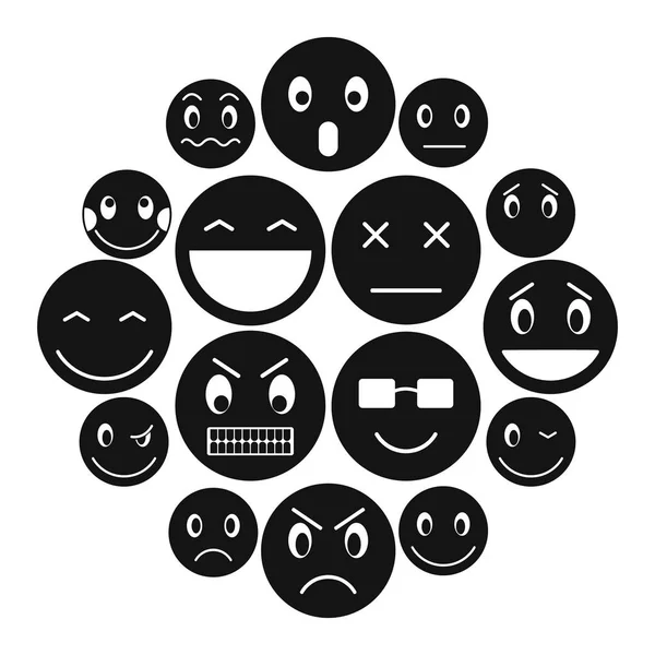 Emoticon icons set, simple style — Stock Vector