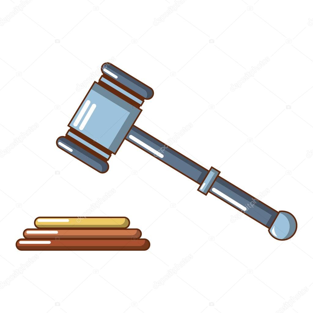 Up judge gavel icon, cartoon style