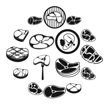 Biftek Icons set, basit tarzı