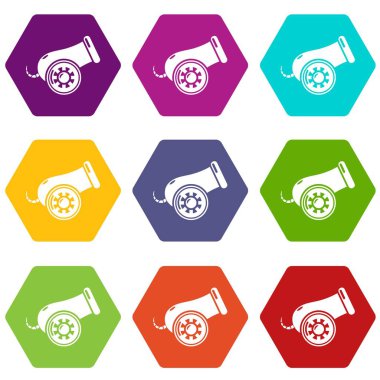 9 vektör uçaksavar Icons set