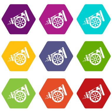 9 vektör büyük silah Icons set