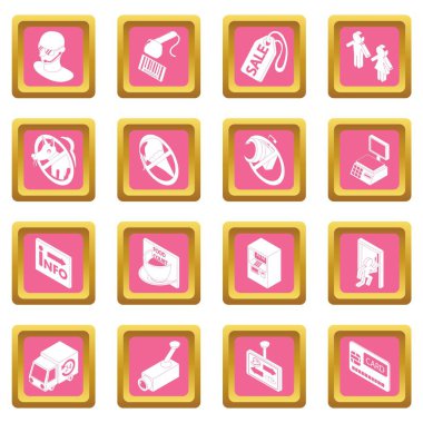 Dükkanı gezinti gıdalar Icons set pembe kare vektör
