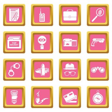 Casus Icons set pembe kare vektör