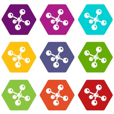9 vektör molekül kimya Icons set