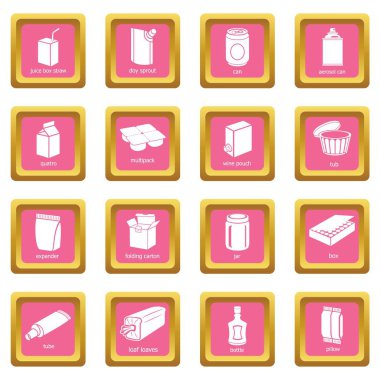 Pembe kare vektör paketi türleri Icons set