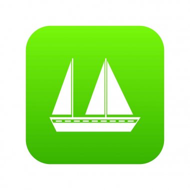 Yelkenli tekne simgesi dijital yeşil