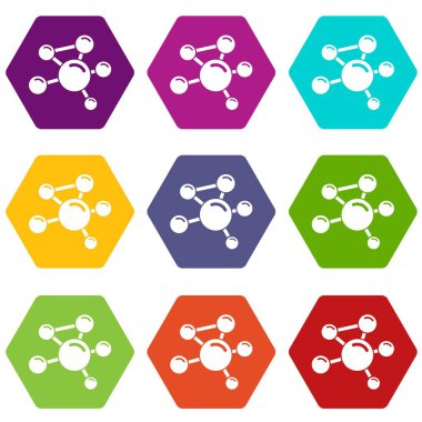 9 vektör molekül moleküler Icons set
