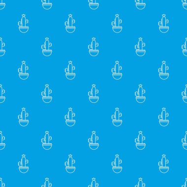 Nervürlü kaktüs desen vektör kesintisiz mavi