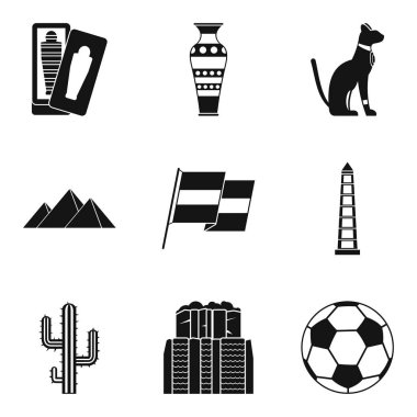 Seyahat Icons set, basit tarzı yolu