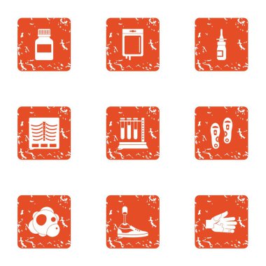 Tıbbi hazırlık simgeler kümesi, grunge tarzı