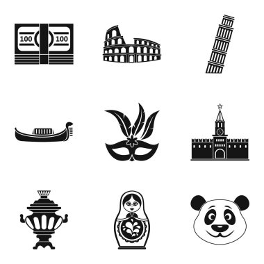 Küresel yolu Icons set, basit tarzı