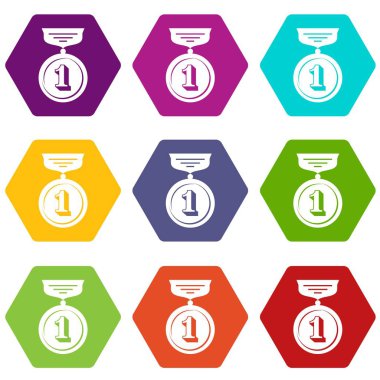 9 vektör madalya Icons set