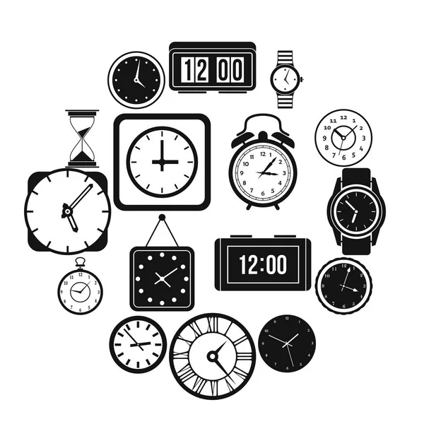 Zaman ve masa saati Icons set — Stok Vektör