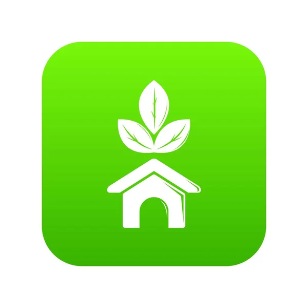 Eco house icon grüner Vektor — Stockvektor