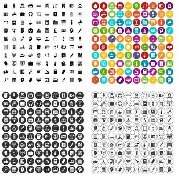 100 iconos de espacio de trabajo conjunto variante vectorial — Vector de stock