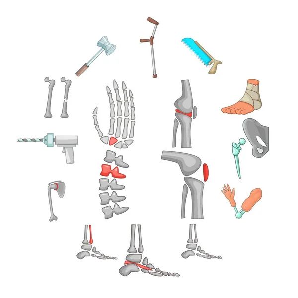 Ortopediska och ryggrad ikoner set, tecknad stil — Stock vektor