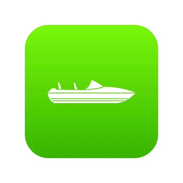 Kleine Motorboot-Ikone digital green — Stockvektor