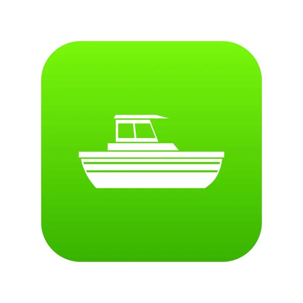 Imbarcazione a motore icona digitale verde — Vettoriale Stock