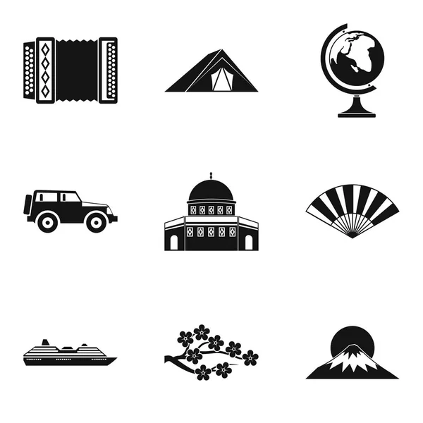 Conjunto de ícones de viagem internacional, estilo simples — Vetor de Stock