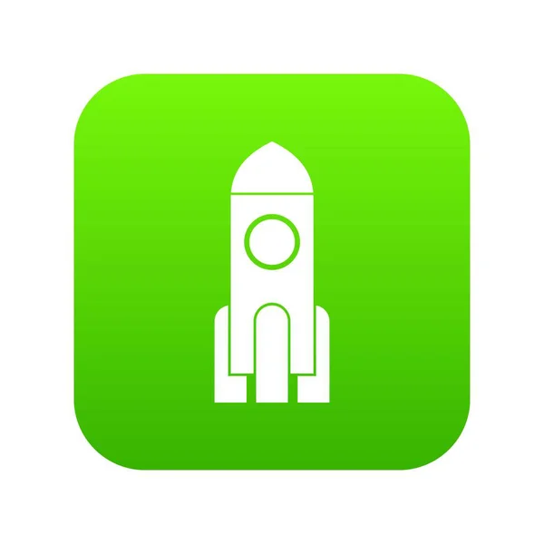 Rocket ikona zielony cyfrowy — Wektor stockowy
