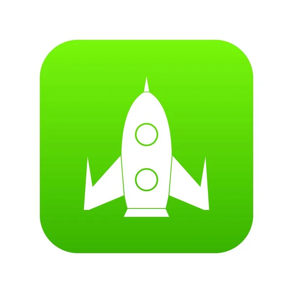 Rocket icono digital verde — Vector de stock