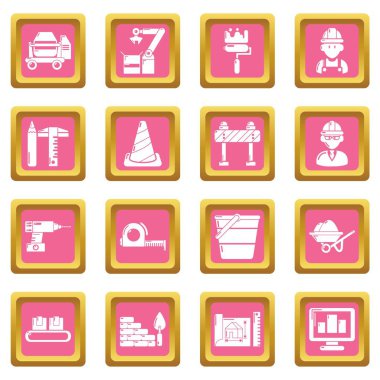 Pembe kare vektör yapı işlemi Icons set
