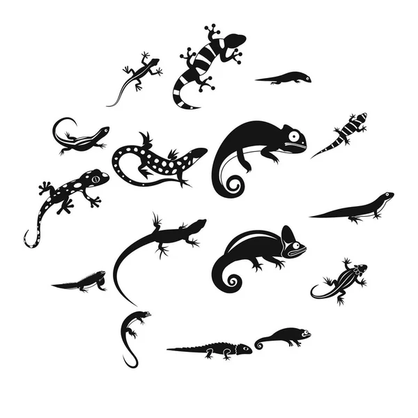 Lizard icons set, simple style — Stock Vector
