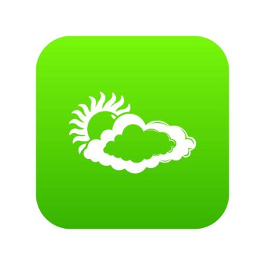 Bulut güneş yeşil simge vektör