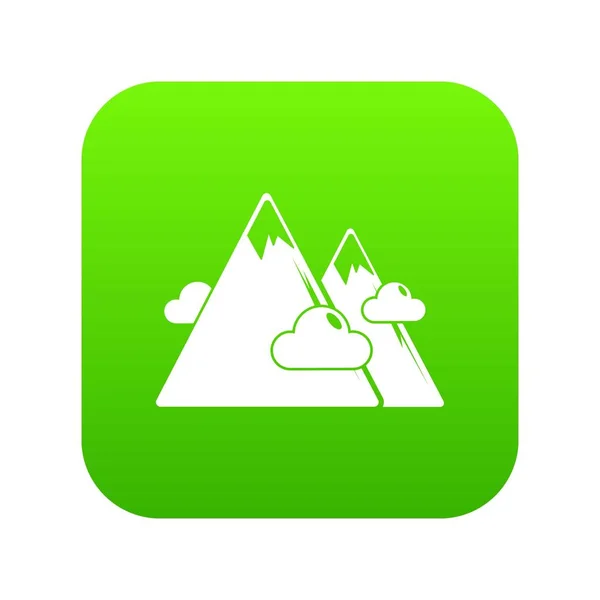 Montanhas ícone vetor verde —  Vetores de Stock