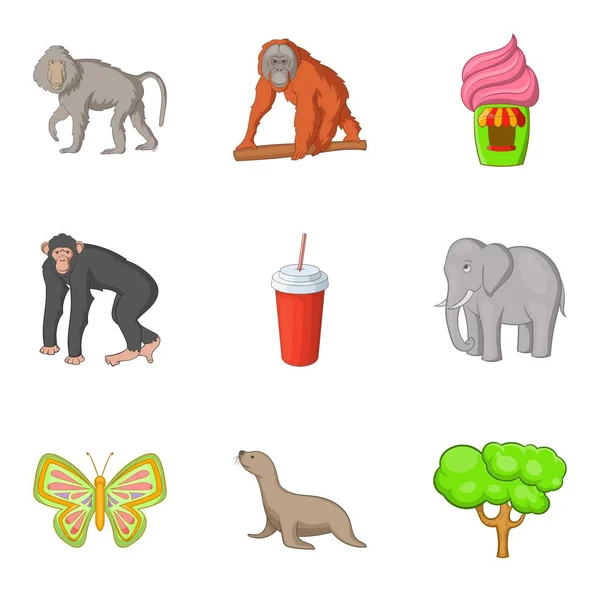Animal kind icons set, cartoon style — Stock Vector
