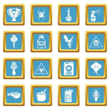 Zehir tehlike toksik simgeler kümesi sapphirine kare vektör