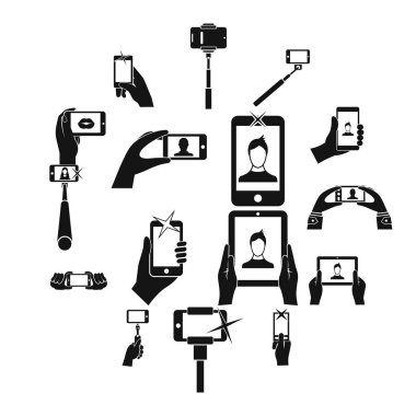 Selfie Icons set, basit tarzı