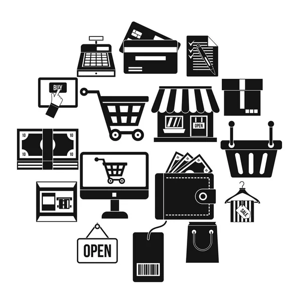 Shopping icons set, simple style — Stock Vector