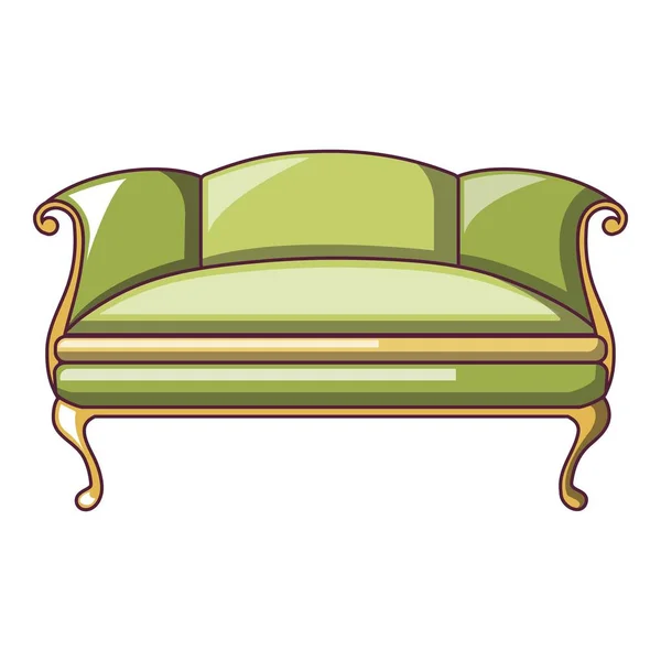 Canapé icône verte, style dessin animé — Image vectorielle
