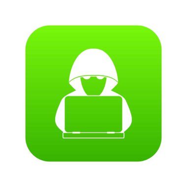 Bilgisayar korsanı dizüstü bilgisayar simgesini dijital yeşil ile