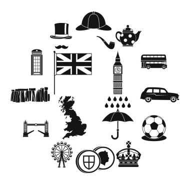 Büyük Britanya'nın Icons set, basit tarzı