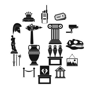Müze Icons set, basit tarzı
