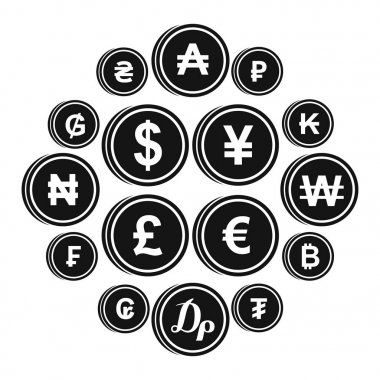 Para biriminden farklı ülkeden Icons set