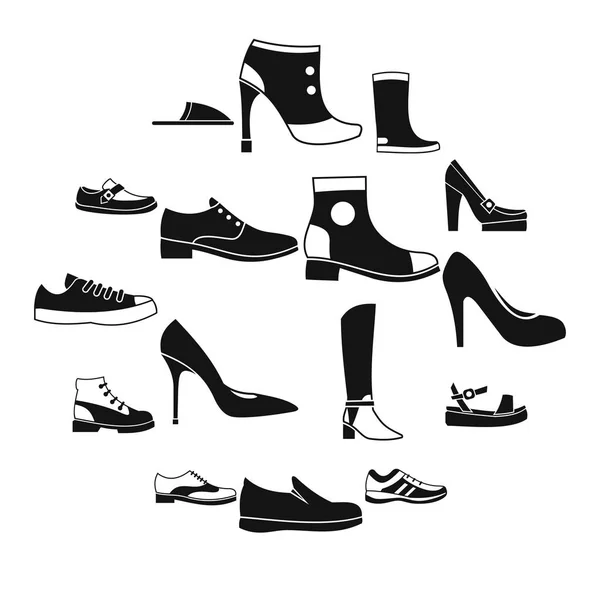 Egyszerű stílusú cipő ikonok — Stock Vector