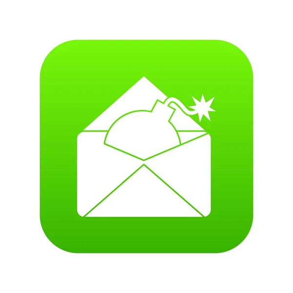 Envelope with bomb icon digital green — Stock Vector