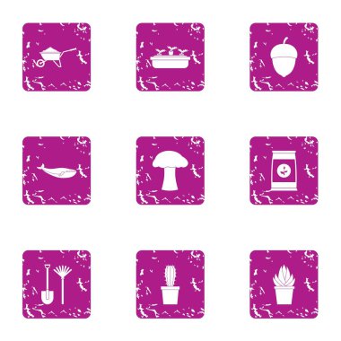 Sebze Bahçe stili simgeler kümesi, grunge tarzı