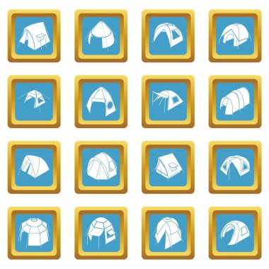 Sapphirine kare vektör çadır formları Icons set