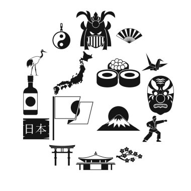Japonya Icons set, basit tarzı