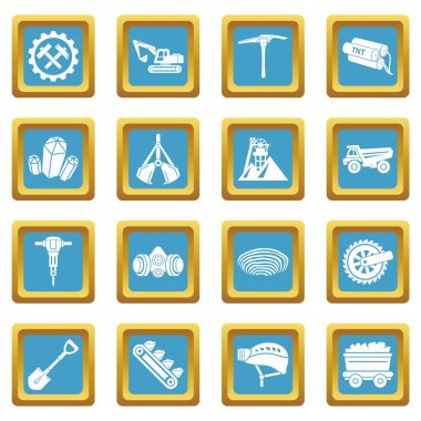 Kömür madeni simgeler kümesi sapphirine kare vektör