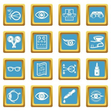 Sapphirine kare vektör göz doktoruna Icons set