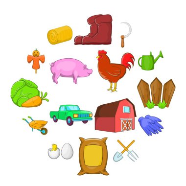 Çiftlik Icons set, karikatür tarzı