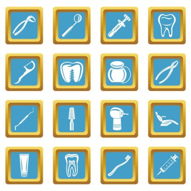 Sapphirine kare vektör dişçi stomatologist Icons set