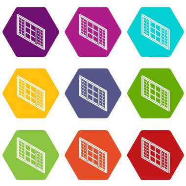 9 vektör ahşap pencere çerçeve Icons set